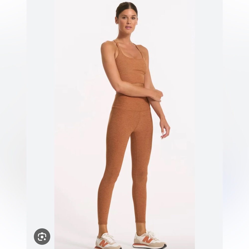 Vuori Set Clean Elevation Legging & Halo Performance Crop Palo Santo Heather - S